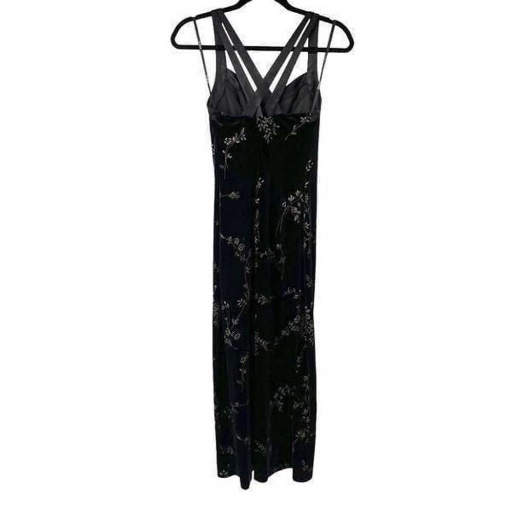 Vintage Black Velvet Gold Floral Formal Dress - image 11