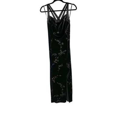 Vintage Black Velvet Gold Floral Formal Dress - image 1