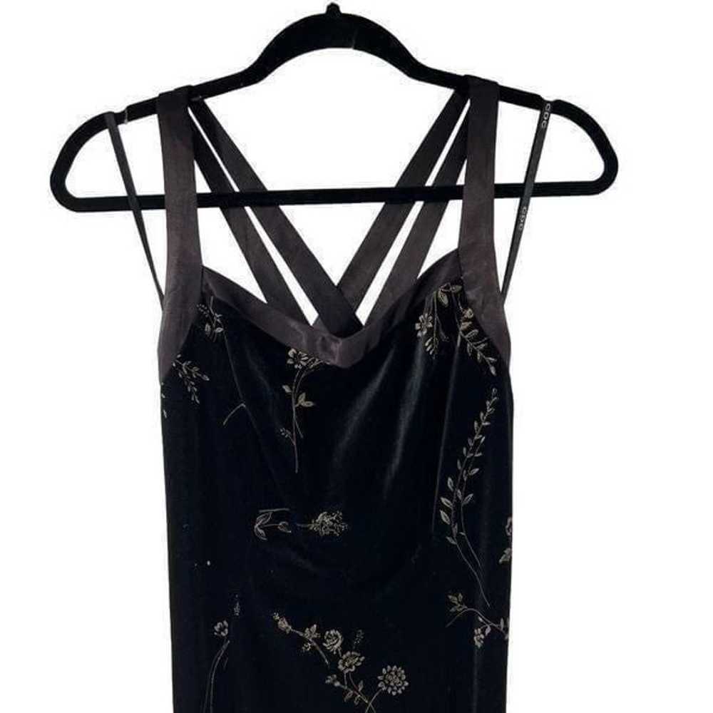 Vintage Black Velvet Gold Floral Formal Dress - image 2