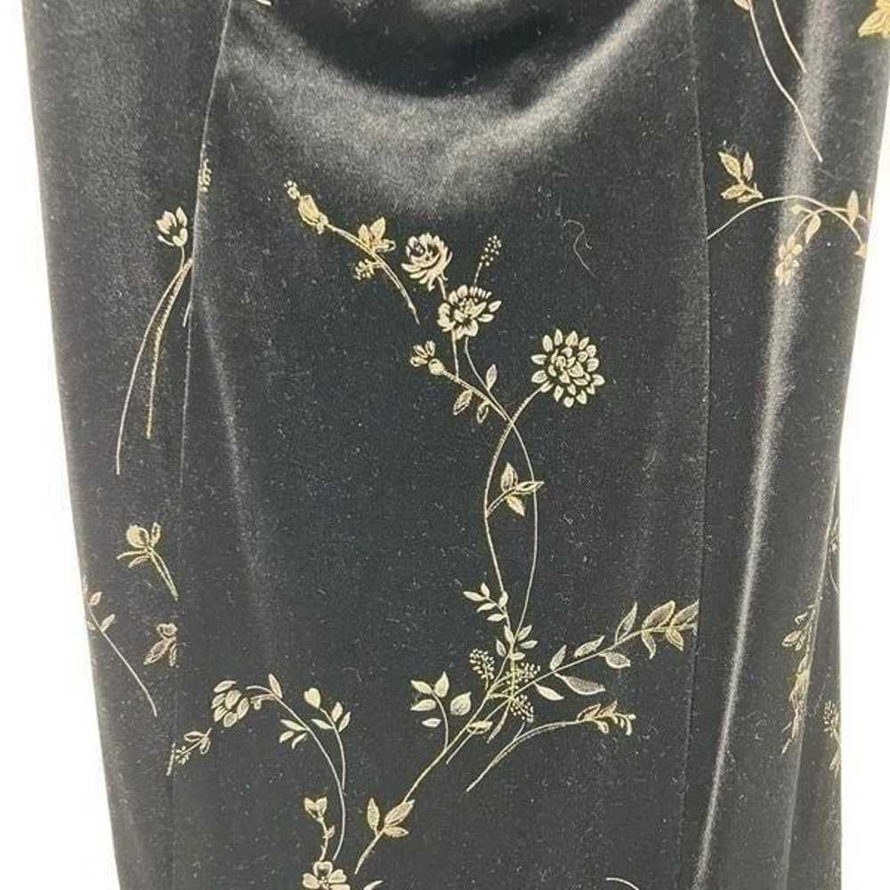 Vintage Black Velvet Gold Floral Formal Dress - image 3