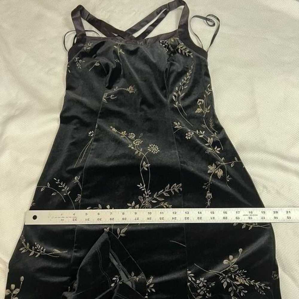 Vintage Black Velvet Gold Floral Formal Dress - image 9