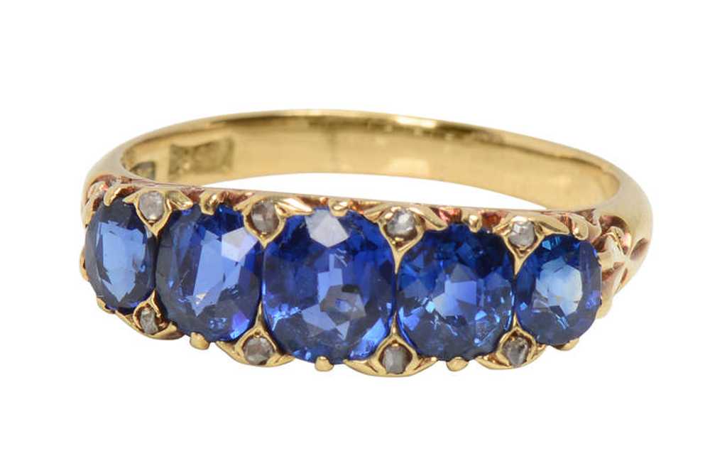 Mappin & Webb Antique Five Stone Sapphire Ring - image 1