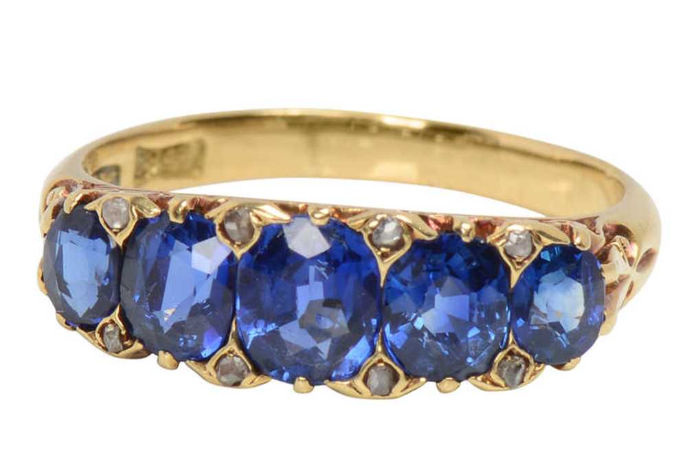 Mappin & Webb Antique Five Stone Sapphire Ring - image 2