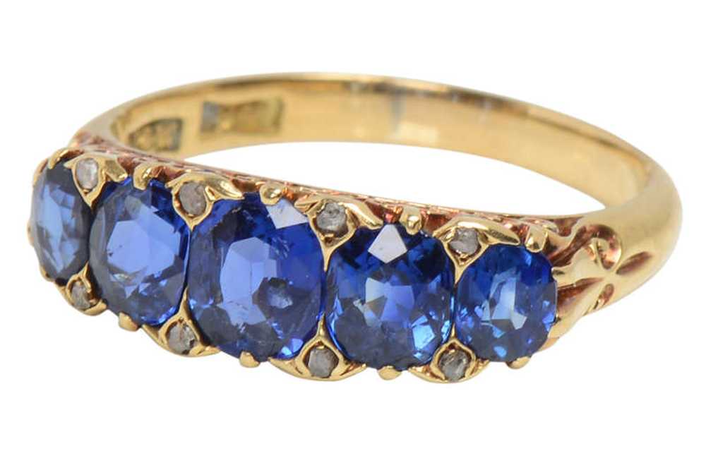 Mappin & Webb Antique Five Stone Sapphire Ring - image 3