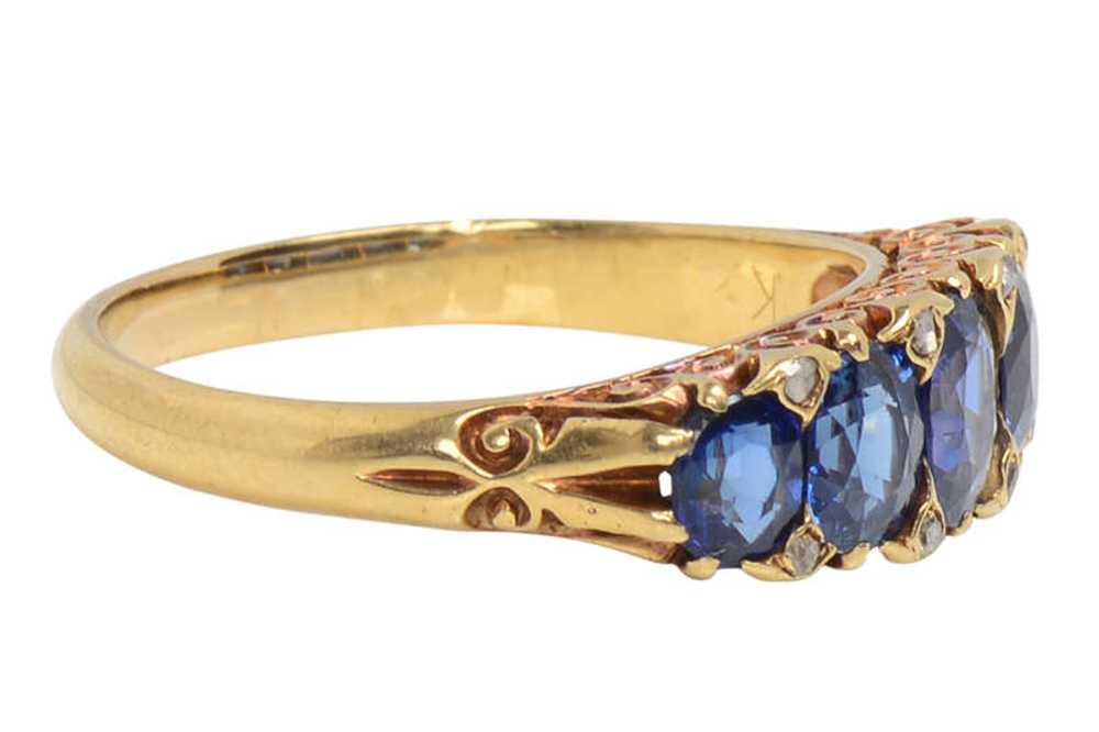 Mappin & Webb Antique Five Stone Sapphire Ring - image 4