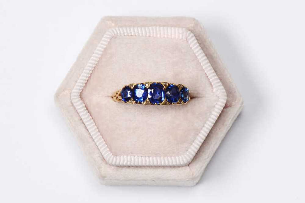 Mappin & Webb Antique Five Stone Sapphire Ring - image 6