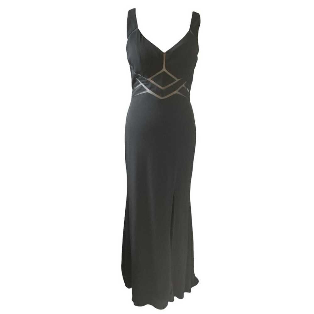 La Femme Black Mesh Maxi Dress Gown with Slit Siz… - image 2