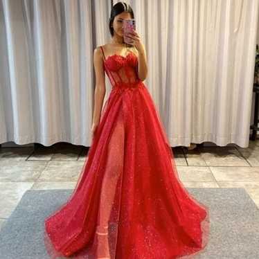 Red long prom dress