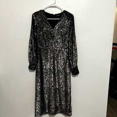 ELIE TAHARI Black Gold Burnout Velvet Long Sleeve… - image 1