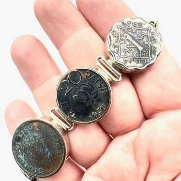 Womens Sterling Silver Mixed Metal Vintage Coin B… - image 1