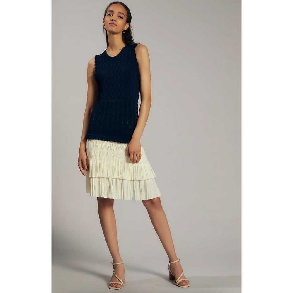 Anthropologie Current Air Pleated Navy Knit Mini … - image 1