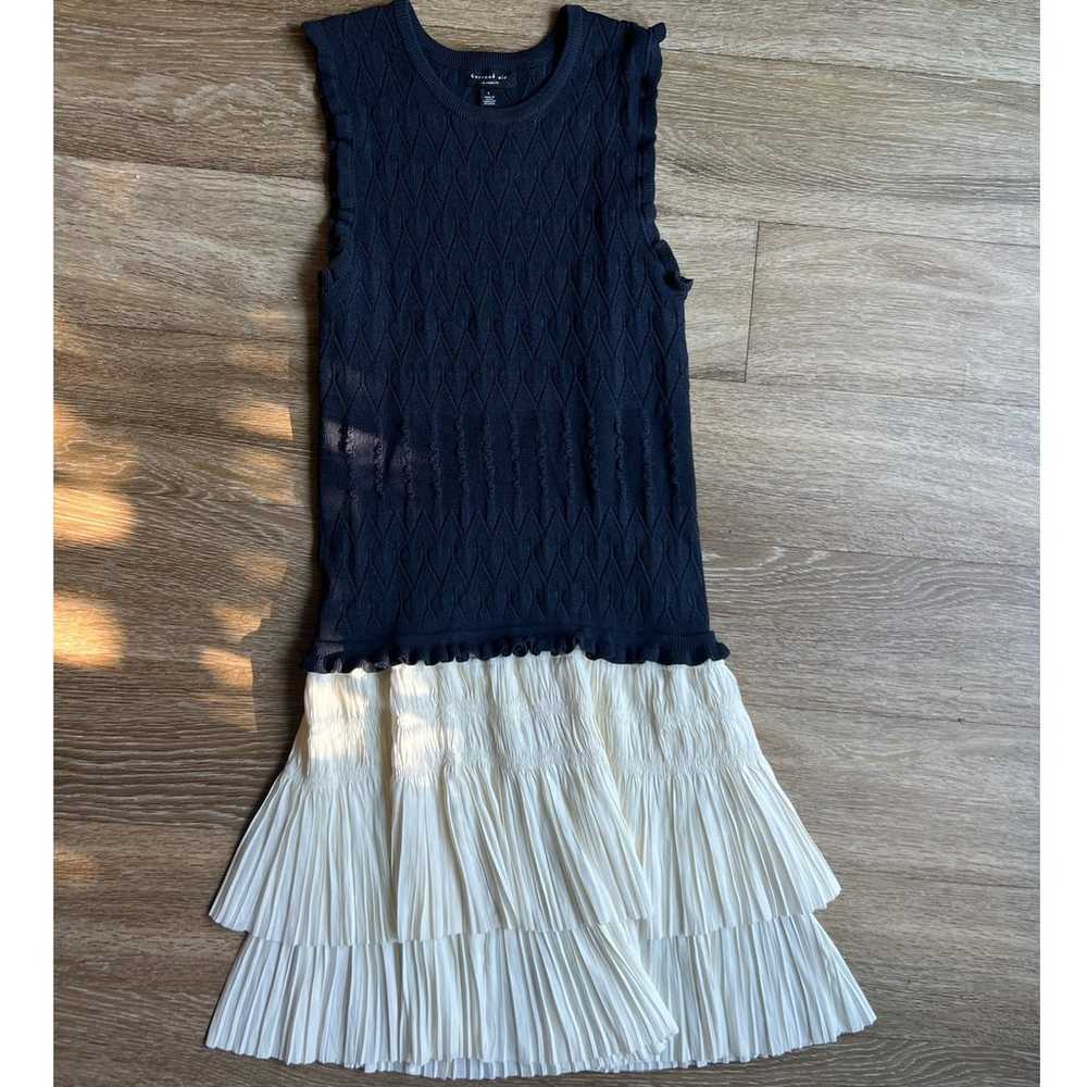 Anthropologie Current Air Pleated Navy Knit Mini … - image 2