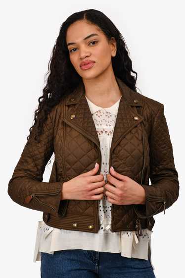 Burberry Brit Military Green Quilted Cropped Biker