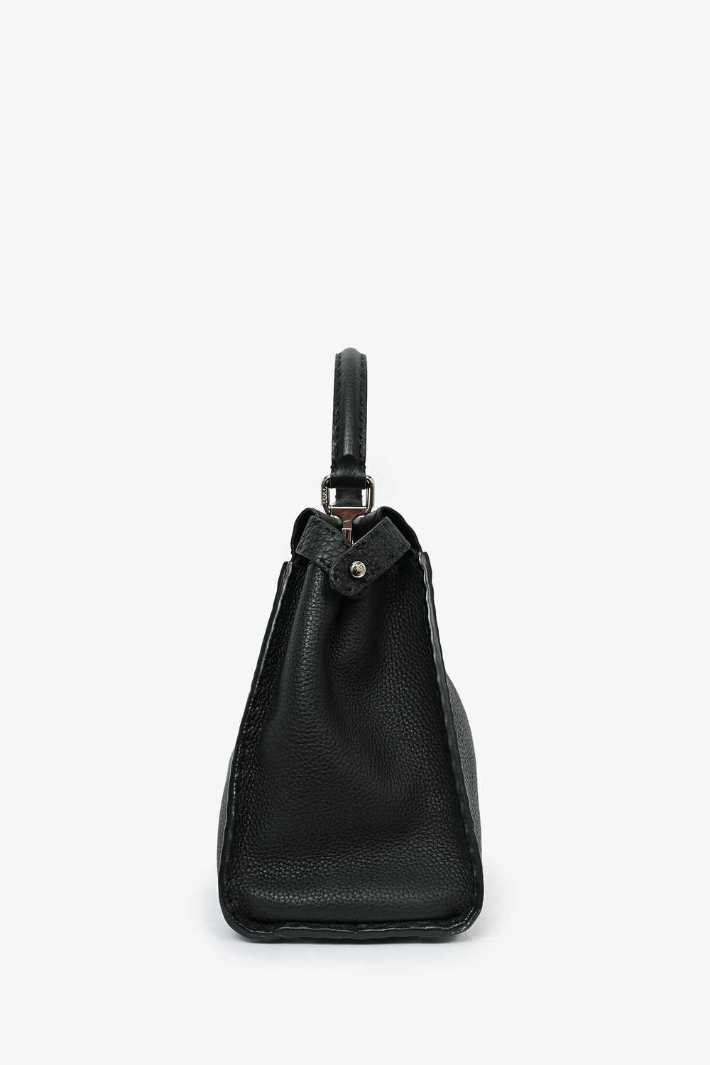 Fendi Black Grained Leather Medium Peekaboo Top H… - image 3