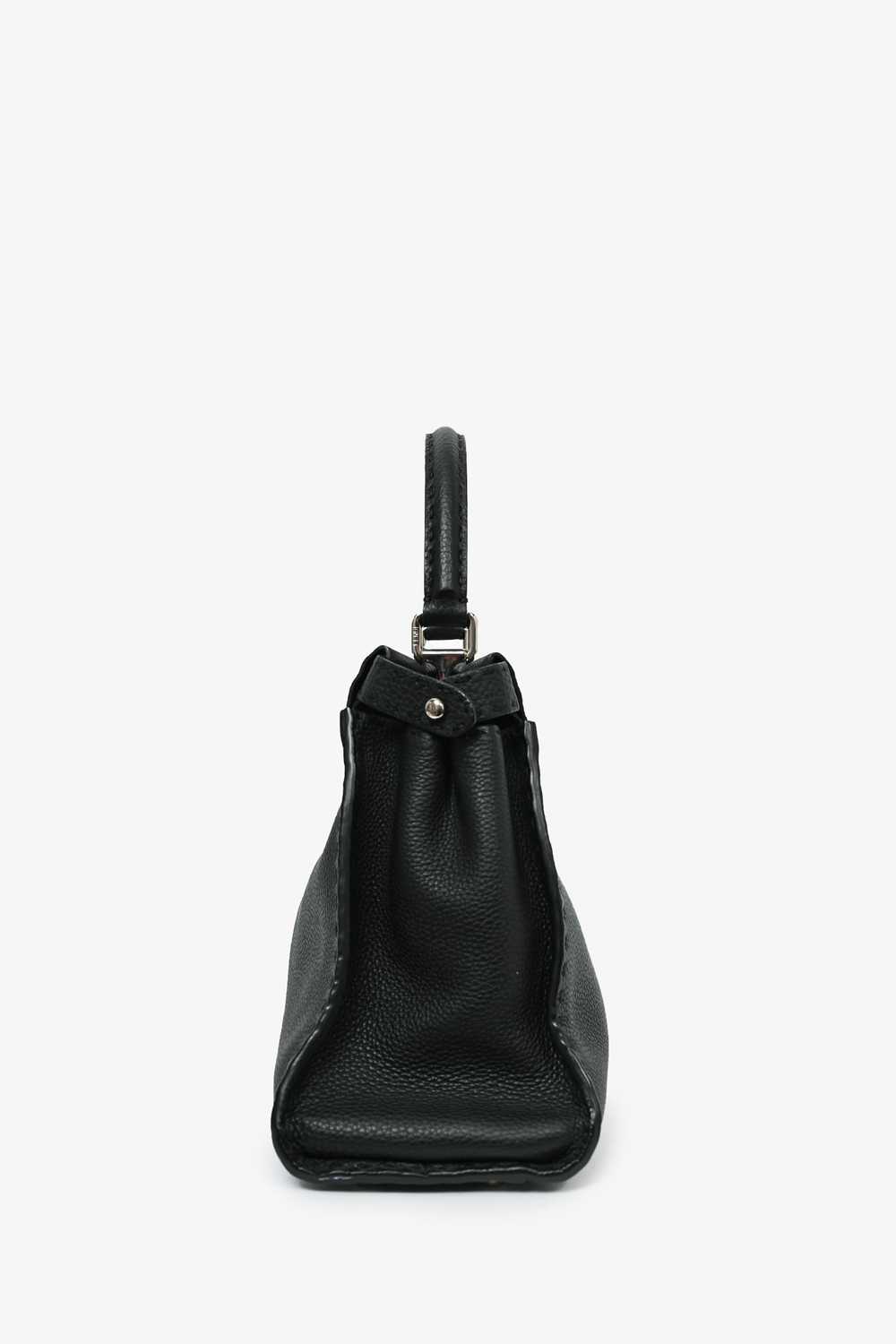 Fendi Black Grained Leather Medium Peekaboo Top H… - image 4