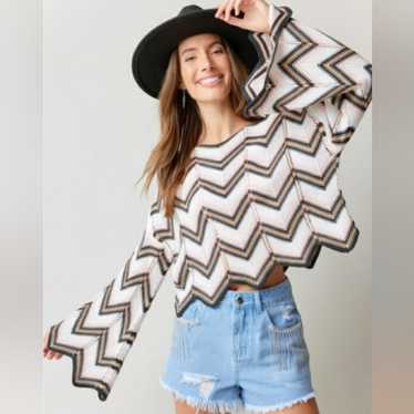 Other Francesca’s Crop Bell Sleeve Sweater - image 1