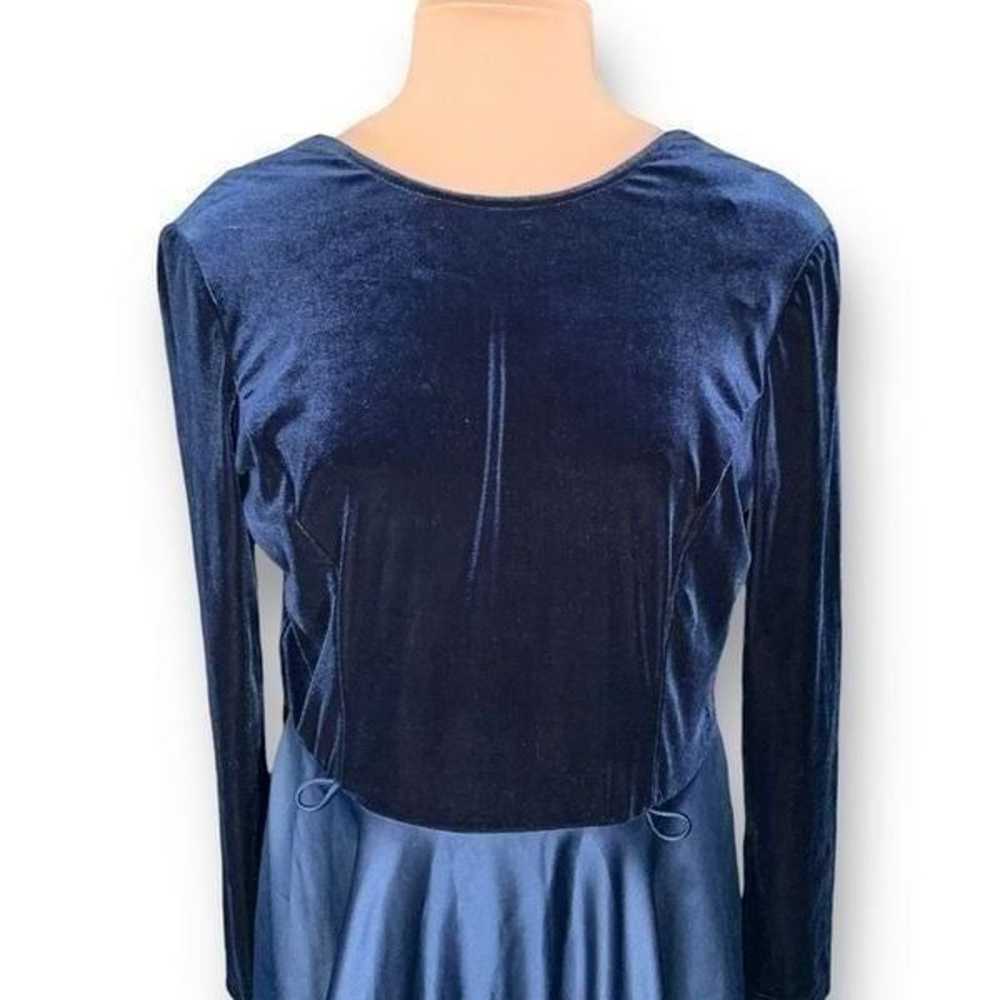 Vintage Scott McClintock Dress Blue Velvet Open B… - image 3