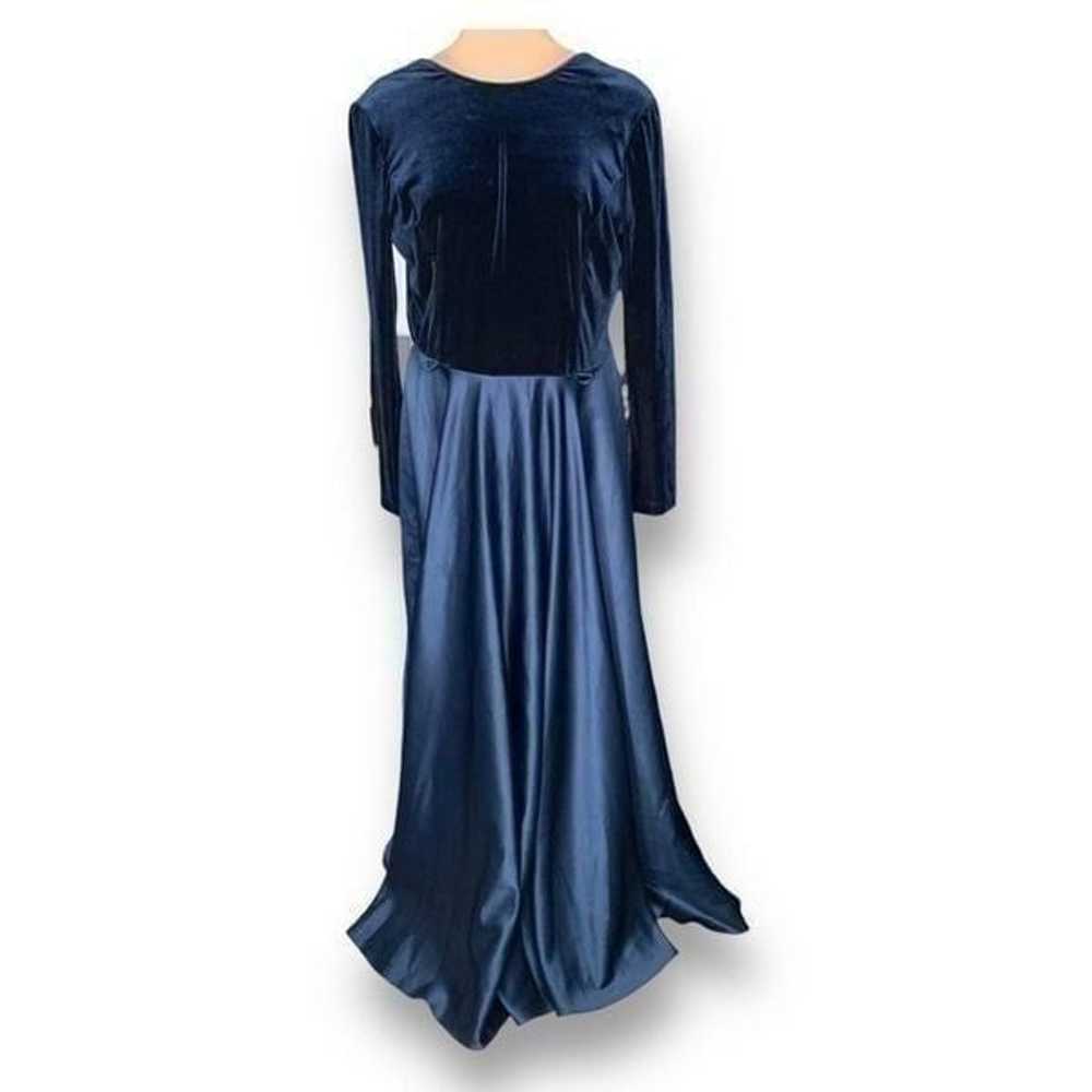 Vintage Scott McClintock Dress Blue Velvet Open B… - image 4