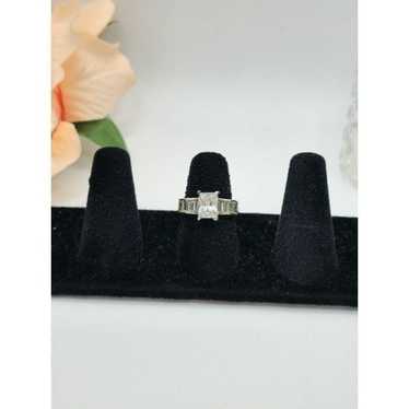 Vintage Sterling Silver princess cut diamond ring