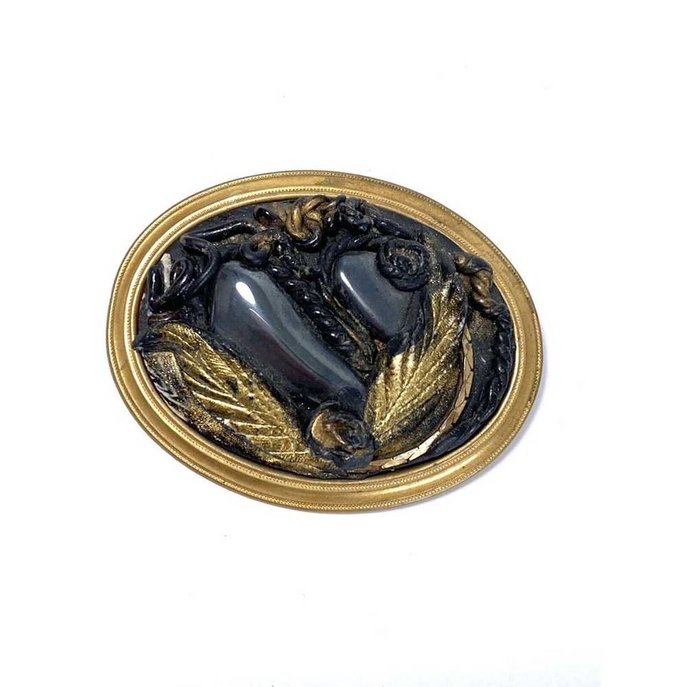 Vintage Mourning Brooch Large Composition Center … - image 1