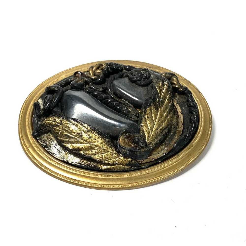 Vintage Mourning Brooch Large Composition Center … - image 3