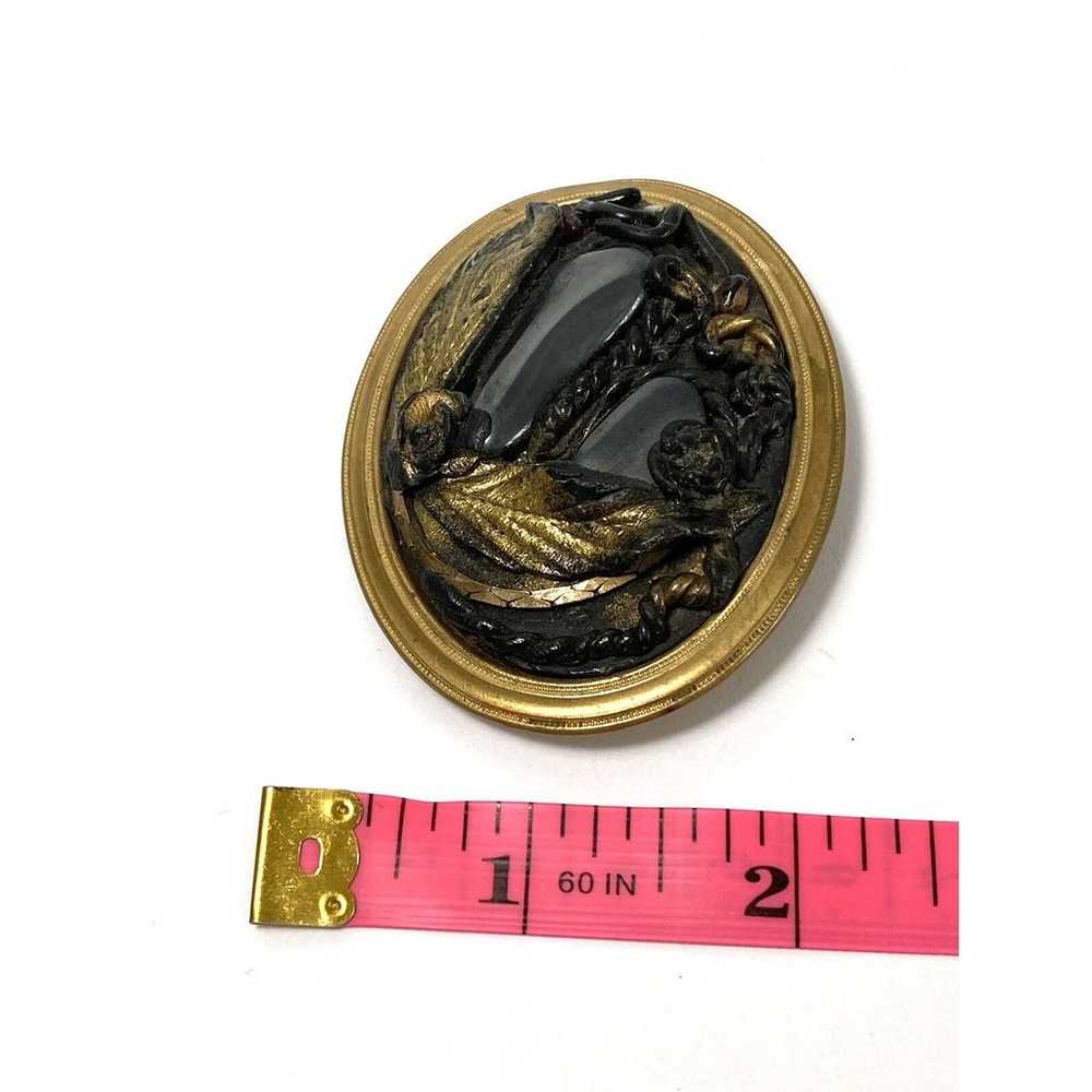 Vintage Mourning Brooch Large Composition Center … - image 6