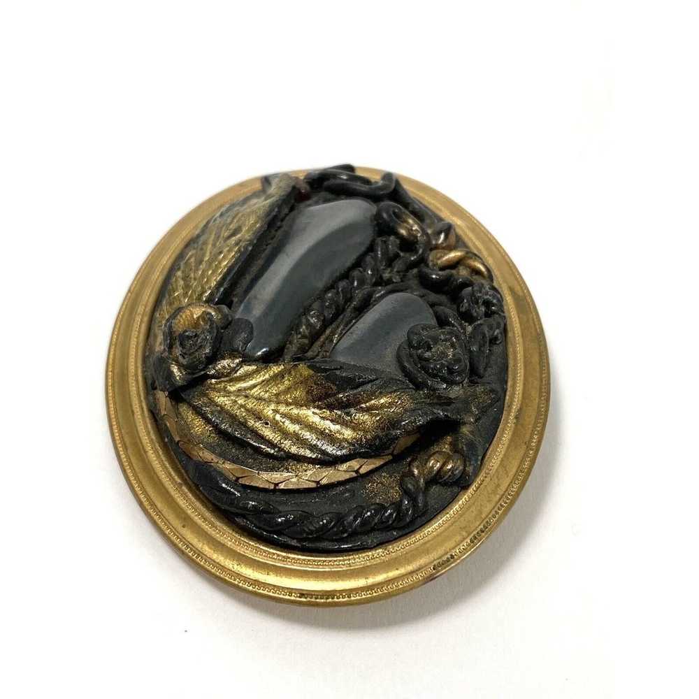 Vintage Mourning Brooch Large Composition Center … - image 7