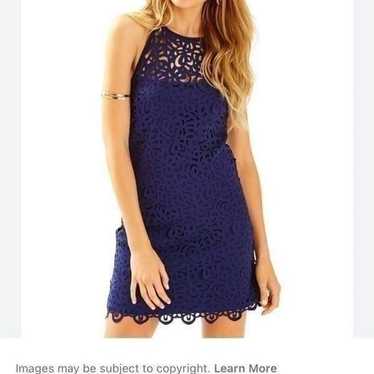 NEW Lilly Pulitzer Navy Blue Laser Cut Scuba Dress