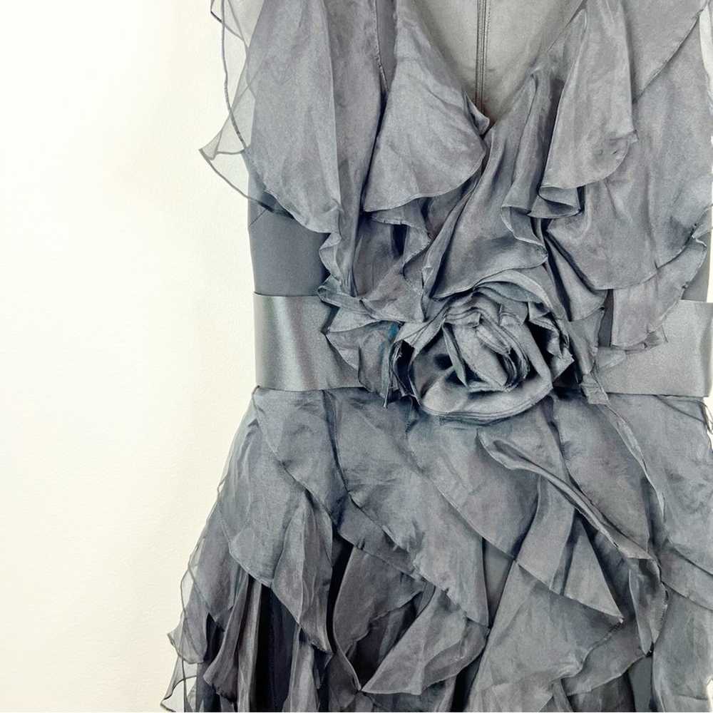 Marchesa Notte Silk Ruffle Floral Accent Mini Dre… - image 5