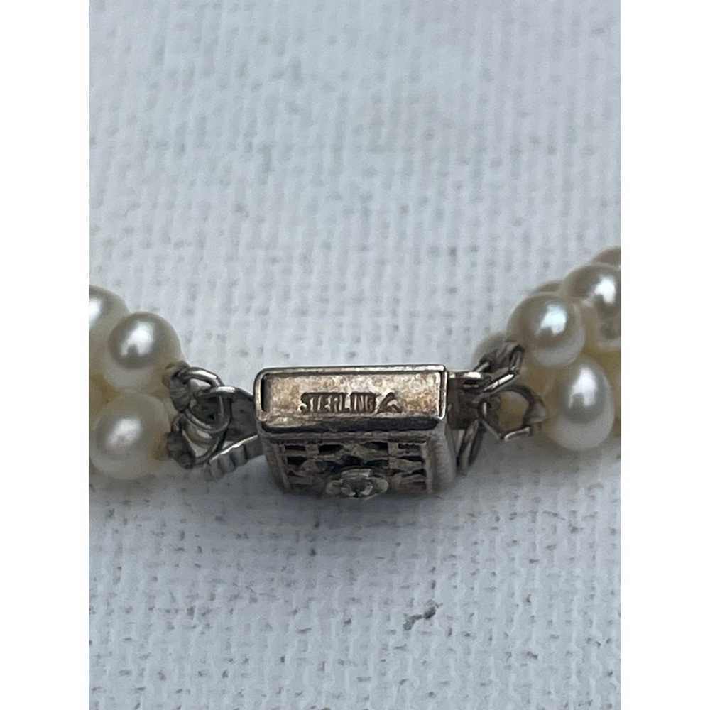 Vintage Pearl Bracelet Sterling Silver Diamond Cl… - image 5