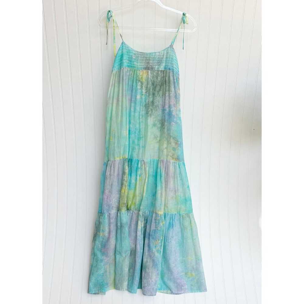 Natalie Martin Tie-Dye Midi Strapless Dress Blue … - image 5