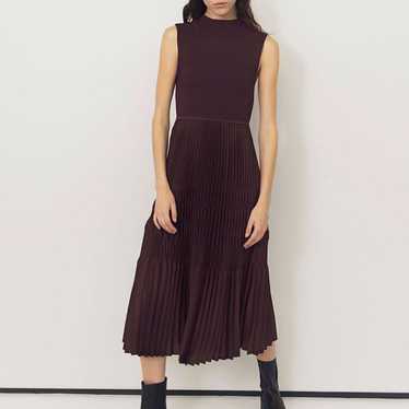 Theory 22AW Knit Combo Long Dress Pleated Transiti