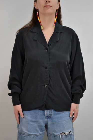 Black Silk Button Up