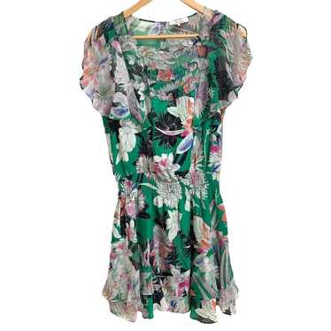 Parker Green Floral Silk Mini Dress Size Medium