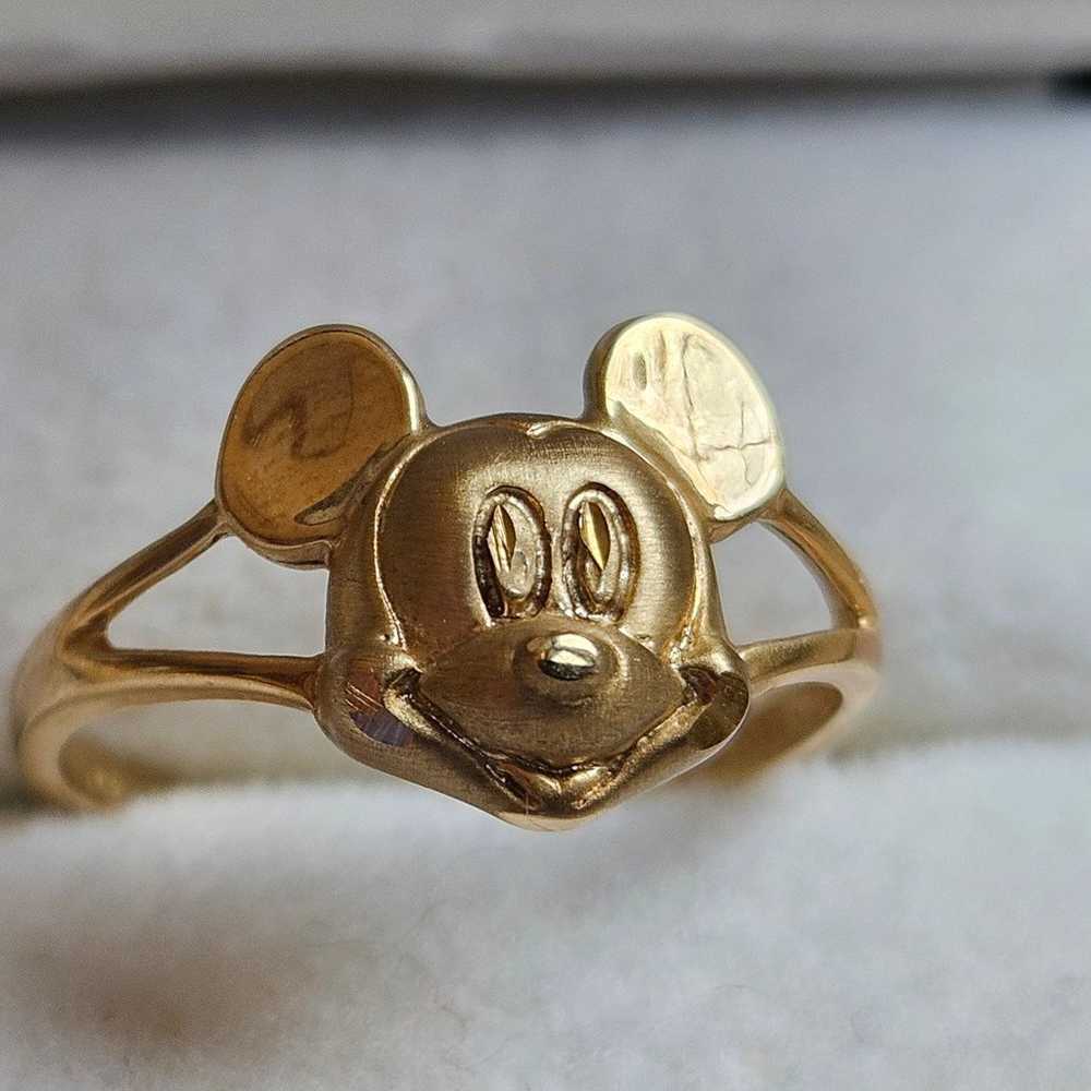 Gold Disney Mickey Mouse 10kt Vintage Ring - image 1