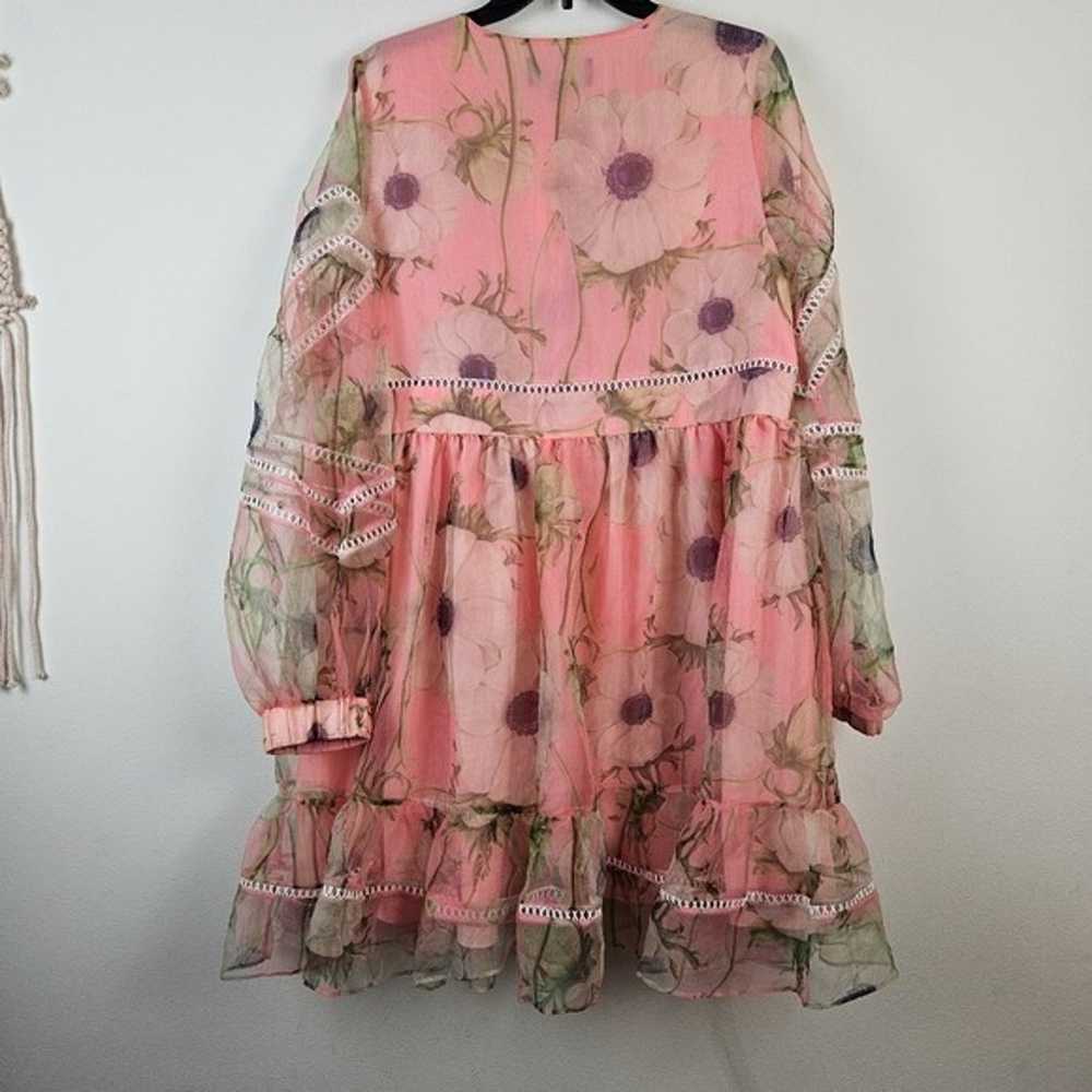 Cynthia Rowley Floral Poppy Pink Organza Dress si… - image 11