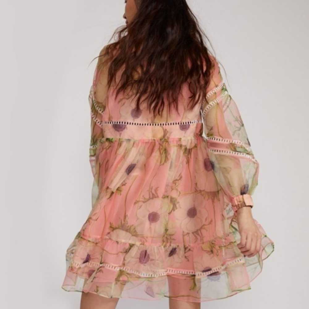 Cynthia Rowley Floral Poppy Pink Organza Dress si… - image 2