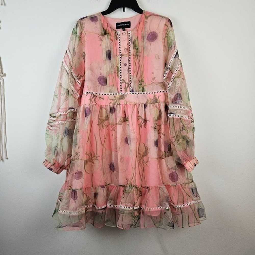 Cynthia Rowley Floral Poppy Pink Organza Dress si… - image 4