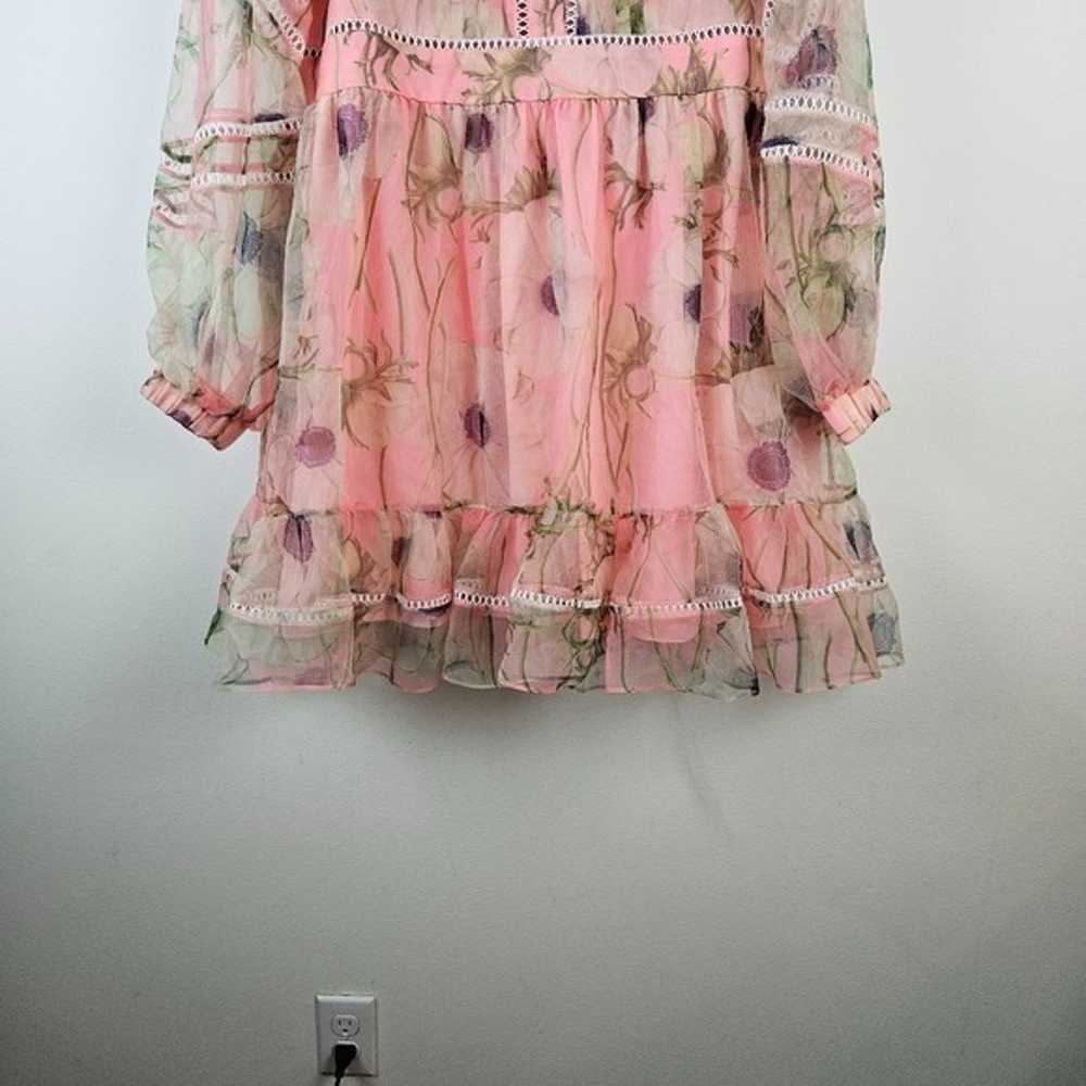 Cynthia Rowley Floral Poppy Pink Organza Dress si… - image 5