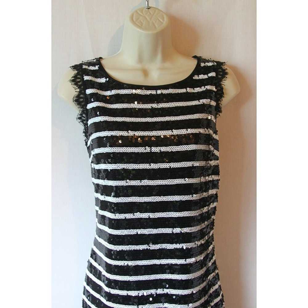 $1695 St. John 4 black white sequin lace dress - image 3