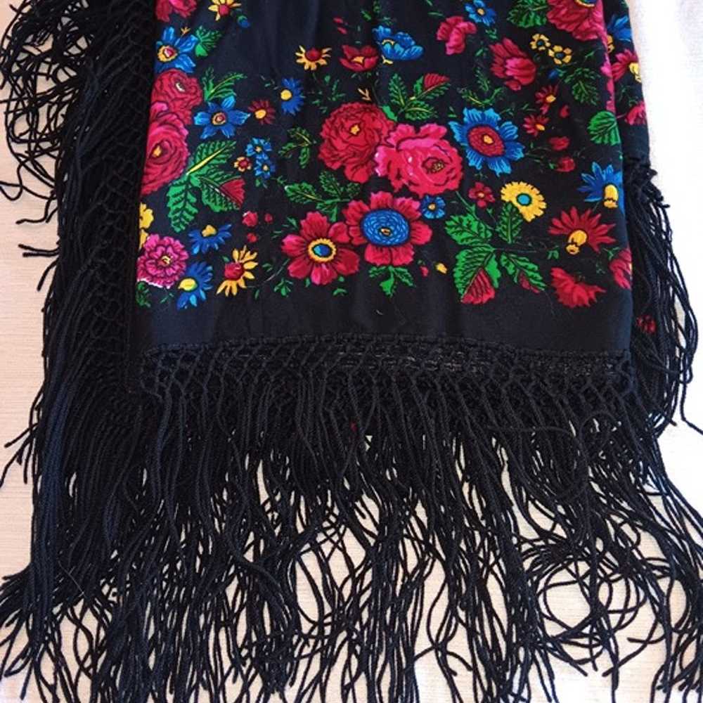 Vintage Shawl Wrap Floral roses Boho Chic Glam cr… - image 5