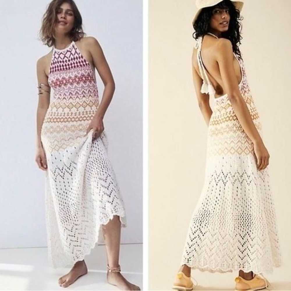 - Free People Ikat Oasis Maxi Dress Halter Croche… - image 1