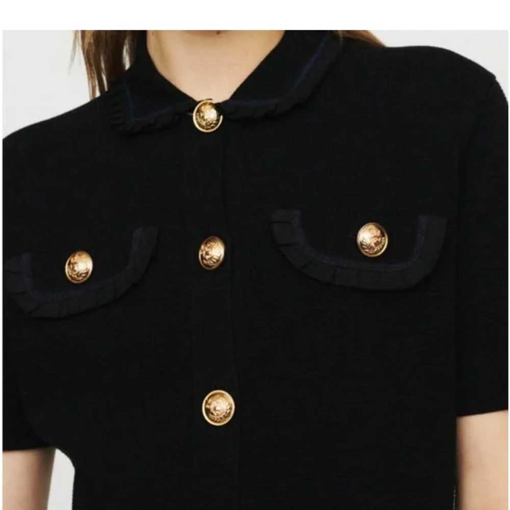 MAJE Black Ravena Knit Dress with Gold Buttons, s… - image 2