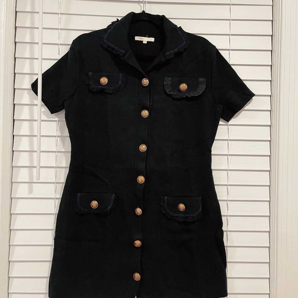 MAJE Black Ravena Knit Dress with Gold Buttons, s… - image 5