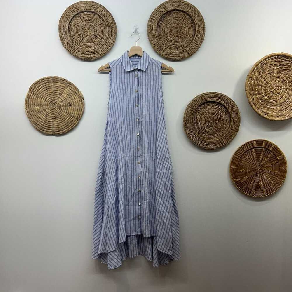 $350 Palmer//Harding Blue Striped Button Up Overs… - image 1