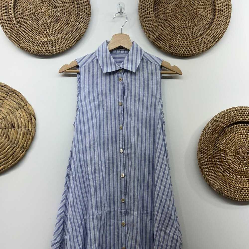 $350 Palmer//Harding Blue Striped Button Up Overs… - image 3