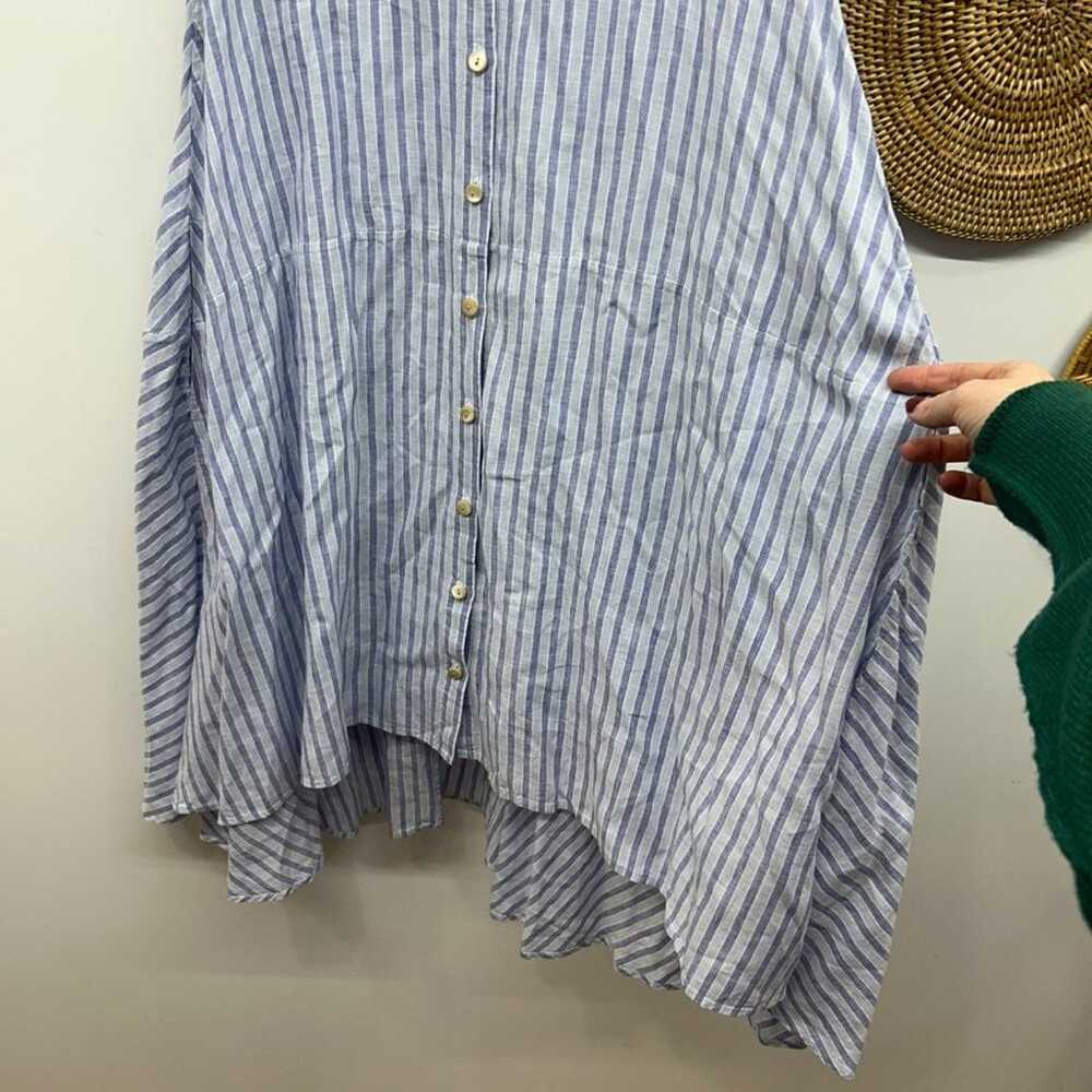 $350 Palmer//Harding Blue Striped Button Up Overs… - image 4