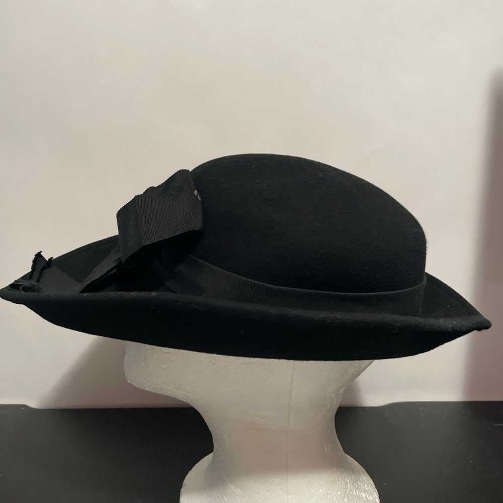 Vintage Lancaster Women’s Black Hat 100% Wool No … - image 3