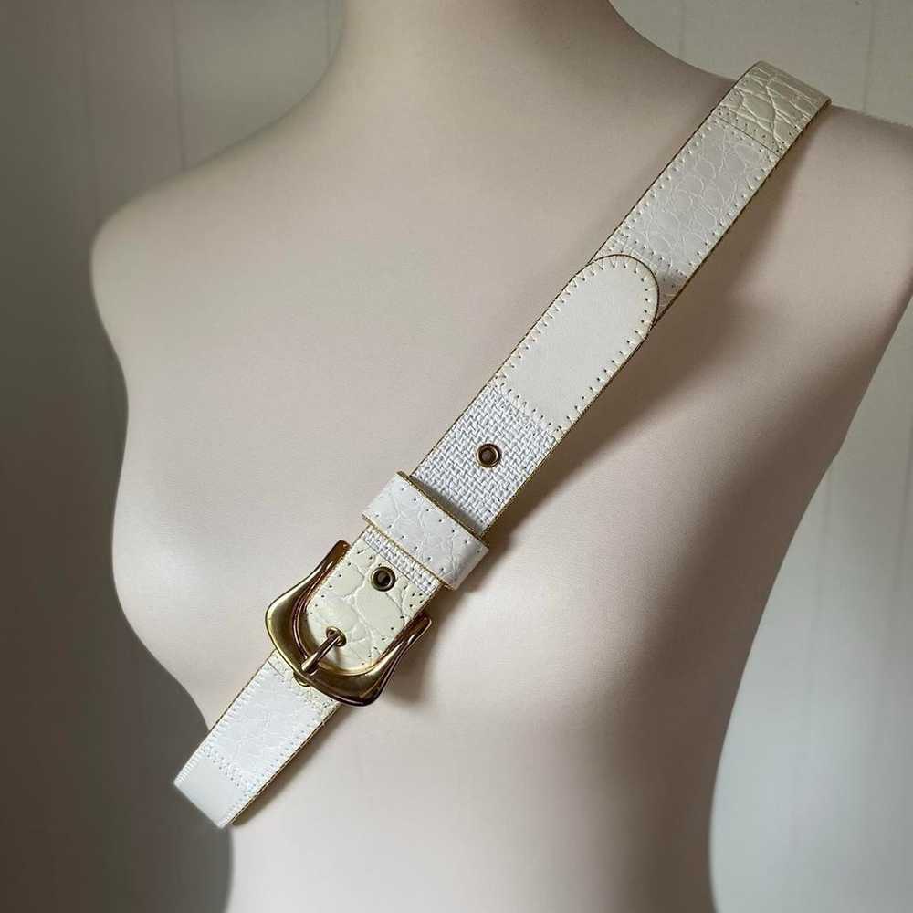 Vintage faux leather patchwork belt with chunky g… - image 2