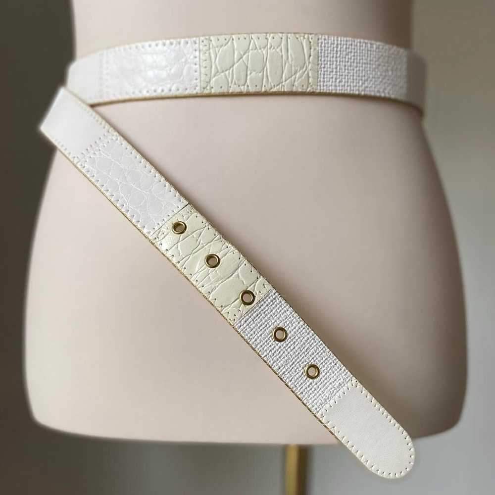 Vintage faux leather patchwork belt with chunky g… - image 4